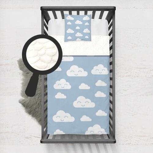 Kids Minky Blanket Super Soft and Warm Baby Blankets Children for Couch and Bed Happy Cloud Light Blue White Model 019