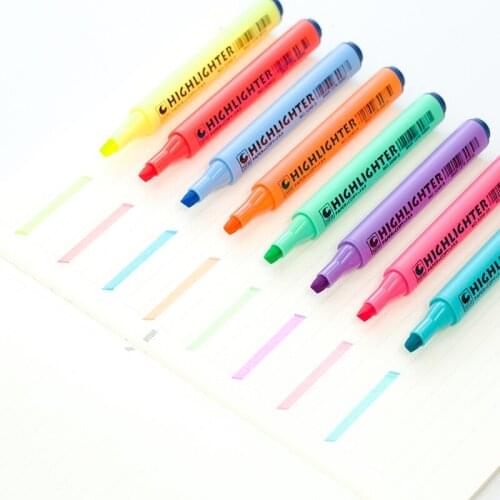 Candy Water Color Highlighters Marker Pen 8 Colors Fluorescent Markers for Student Notebook Mark Painting Design Stationary