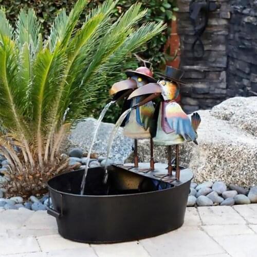 Fountain Yard Art Decor Flowing Water Fountain Courtyard Art Decoration Resin Iron Crafts