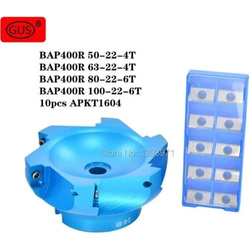 GUS BAP400R-50/63-22 BAP400R-80/100-22 6T aluminum alloy aircraft nose milling cutter APKT1604 carbide insert T15 key CNC machin