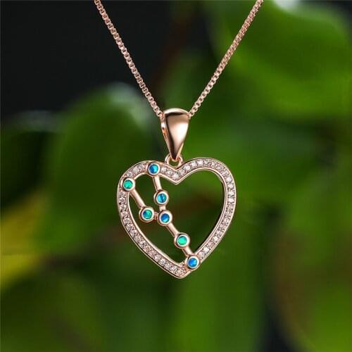 Dainty Female Opal Crystal Pendant Necklace Charm Rose Gold Color Chain Necklaces For Women Cute Constellation Wedding Necklace