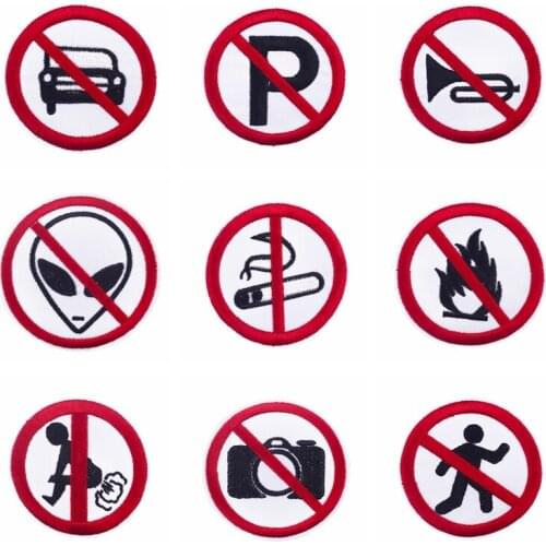 Round Patch Prohibition Icon Logo Embroidered Pacthes For Clothing Camera Alien Patch Iron On Patches For Clothes Applique Badge