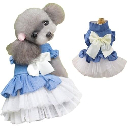 PUOUPUOU Sweet Pet Dog Clothes Bow Skirt for Small Medium Dogs Clothes Puppy Cute Pet Clothing Lovely Ropa Para Perro XS-XXL