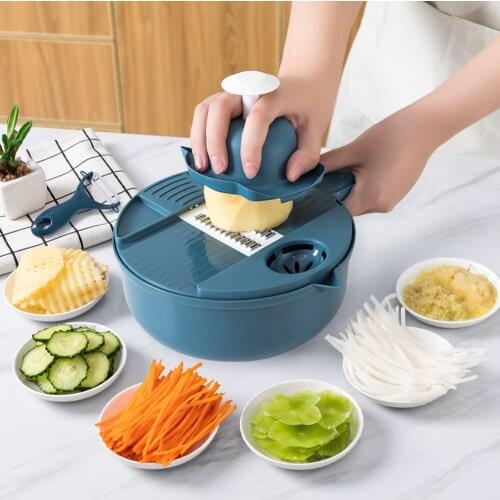 Multifunctional Vegetable Cutter Fruit Slicer Grater Shredders Drain Basket Slicers 12 in 1 Kitchen Tools Accessories