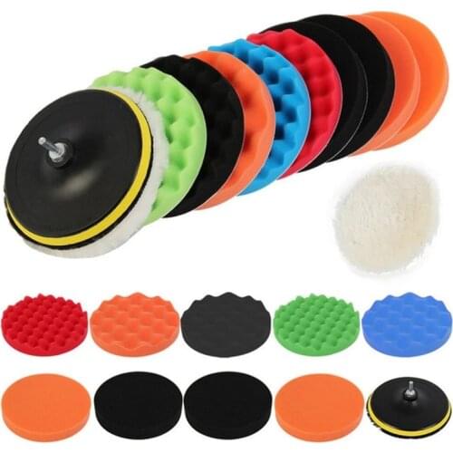 3/4/5/6/7 Inch Car Polishing Waxing Sponge Wheel Polishing Disc 12 Piece Set Sponge Auto Care Polishing Pad Drill M14 Adapter