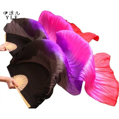 2018 New arrivals women silk belly dance fan veils of belly dance fans on sale Black+purple+pink+rose red