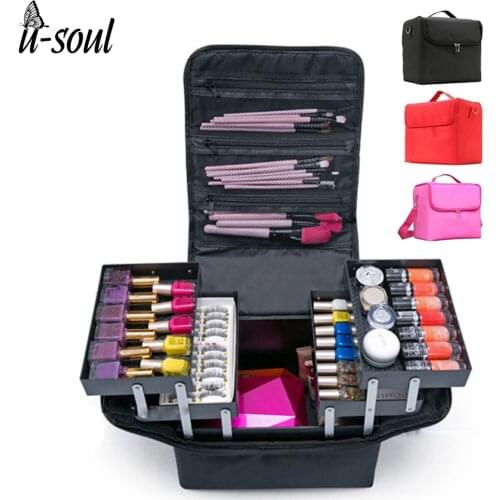 Makeup Organizer Crossbody Makeup Bags Tote Toiletry Cosmetic Bag Multilayer storage box portable pretty suitcase 2020 a10327