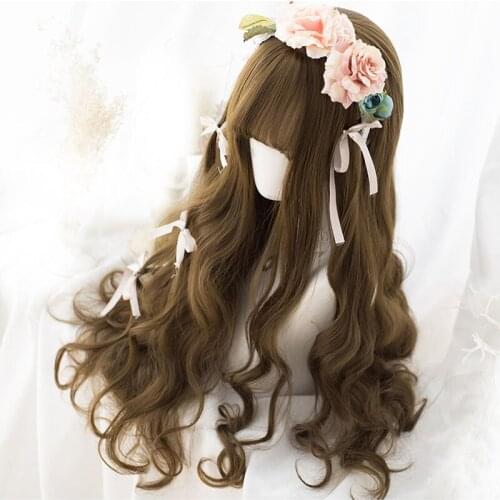 Japanese Mori Girl Harajuku Sweet Lolita Curly Wavy Long Synthetic Hair Princess Wig 68cm Halloween Cosplay Costume Wigs