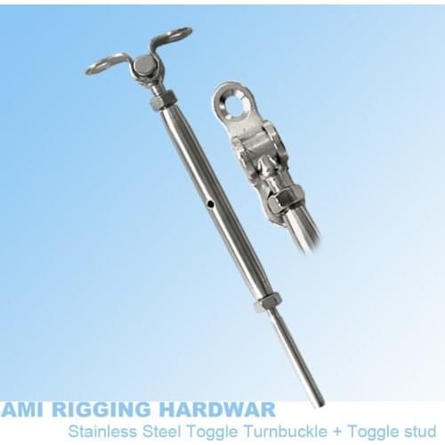 Toggle Turnbuckle Swage Stud 1/8" Wire Stainless Steel 316 Deck Cable Railing Deck Fitting