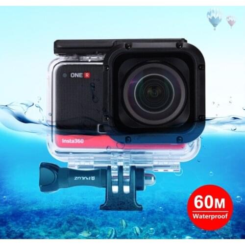 PULUZ 60m Underwater Depth Diving Case Waterproof Camera Housing for Insta360 ONE R 1.0 inch Edition Transparent