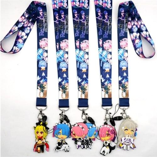 Anime Re : Life in a different world from zero Key Lanyard ID Badge Holder Phone Neck Strap with Keychain Charms Accessories