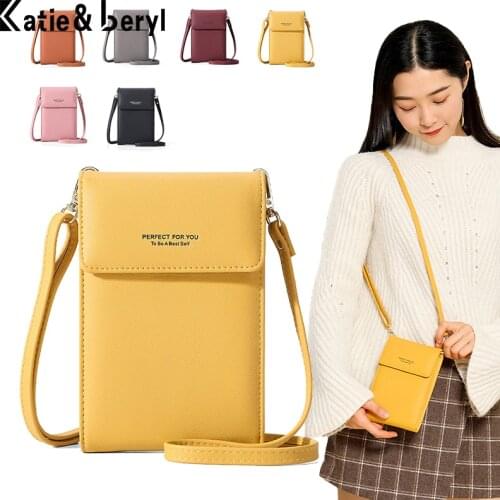Luxury Cell Phone Pocket Mini Crossbody Shoulder Bags For Women Leather Purse Ladies Small Handbags Yellow Female Messenger Bag