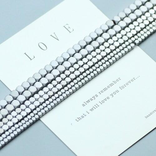Silver Hematite Beads Faceted Cube Natural Stone 2 3 4mm Charms Spacer Loose beads for Jewelry Bracelet making DIY Accessories