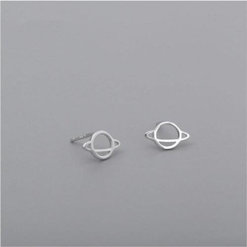 Real 925 Sterling Silver Earrings Cute Earth Planet Stud Earrings For Women Girl Fashion Jewelry Femme Brincos Gift ES427