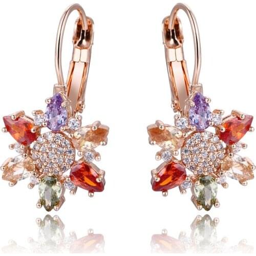 YJGS Rose Gold Simplicity Hoop Orecchini A Cerchio AAA Zircon Rhinestone Dangle Earrings Joias Feminina Wedding Accessories