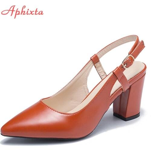 Aphixta Heels Women Pumps Shoes Sexy Sandals Pointed Toe Square Heels Shoes Party Prom Patent Leather Pointy Toe Pumps Women