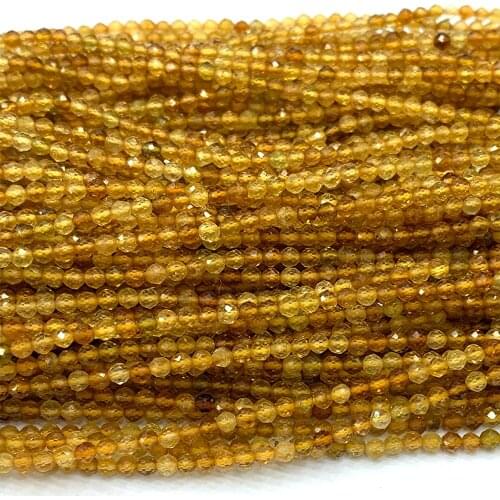 Veemake Yellow Tourmaline DIY Natural Necklace Bracelets Earrings Ring Faceted Small Round Womens Beads For Jewelry Making06722