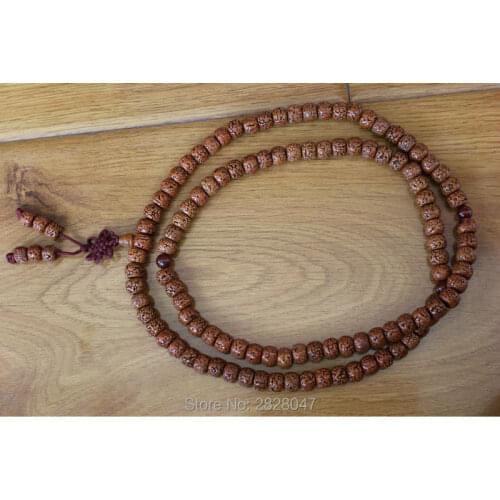 ML182 Vintage Tibetan 108 Beads Old Oiled Bodhi Seeds Prayer Necklace 10mm*8mm Natural Bodhi Seeds Buddhism 108 Mala