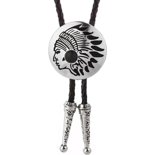 Western cowboy bolo tie American original handmade leather natural stone personality bow tie unisex birthday gift tuxedo