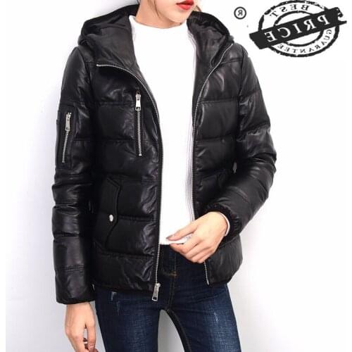 Leather Down Genuine Jacket Woman Hooded 2021 Winter Jacket Women 100% Sheepskin Coat Female Parka Warm Fit Chaqueta Mujer 1616A