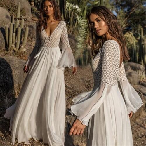 Women Sexy Dress Long Flare Sleeve V Neck White Tassel Hollow Boho Lace Maxi Dress Holiday Chic Autumn Female Dresses