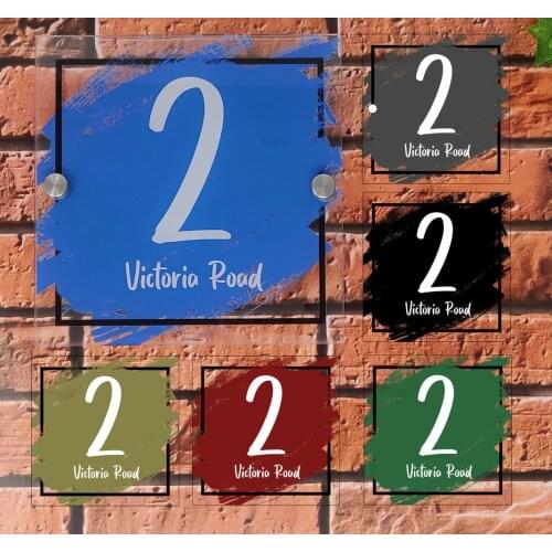 House Sign Plaque Personalised Numbers 1-999 Street Name/Address Modern Acrylic
