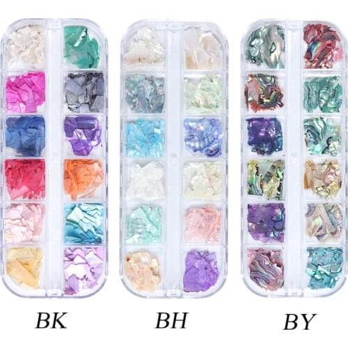 1 Box Mix Color Natural Rhinestone for Nails 3D Gradient Broken Shell Slices Nail Art Decorations Nail Glitter Flakes