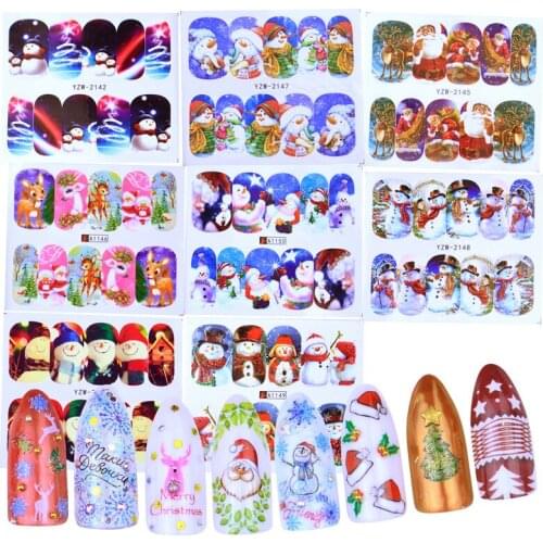 1 Sheet Nail Sticker Winter Santa Claus Bell Christmas Pater Nail Art Water Transfer Tattoos New Year Decor Decals