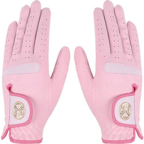 1 Pair Of Womens Golf Gloves Microfiber Cloth Sunscreen Breathable Wear-resistant Washable Golf Gloves Outdoor Sports Equipment