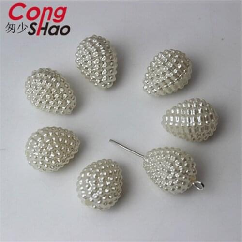 Cong Shao 100PCS 12.5*16mm Drop shape Hole Beads ABS Garment Beads For DIY Bracelet Jewelry Making DIY Accessories CS200A