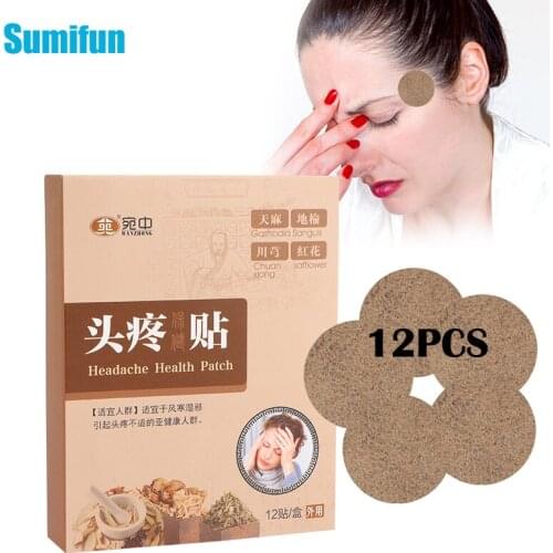12pcs/box Natural Herbal Extract Headache Patch Relieve Daily Headache Anxious Insomnia Stickers Health Massage Medical Plaster