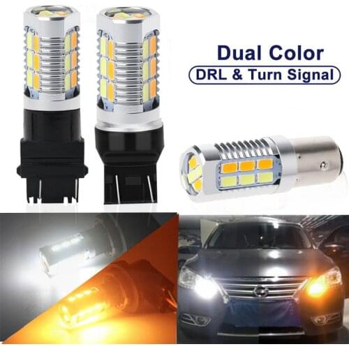 2pcs 1157 BAY15D T25 3157 T20 7443 Led 5630 SMD Auto Car Bulbs Turn Signal Lights Brake Lamp 12V Dual-Color White Amber