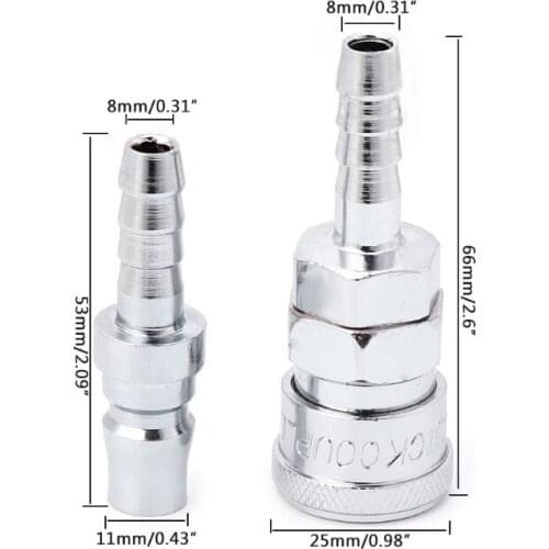 2 Pcs 8mm Pneumatic Air Line Hose Quick Release Coupler Connectors Compressor