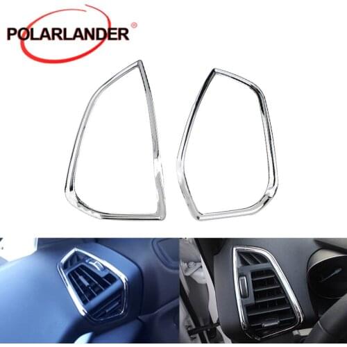 2pcs KUGA ESCAPE 2013-2018 Air Vent Outlet Trim NEW Chrome Side Dashboard silver for Ford Cover Frame ABS