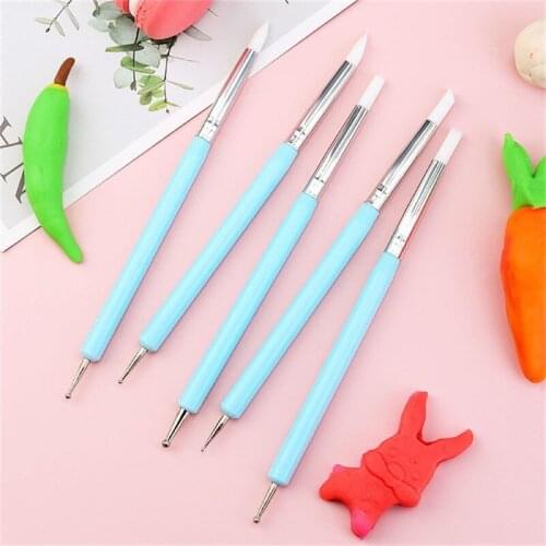 5pcs/set Double-ended Dotting Tools Set Nail Art Embossing Tools Pottery Craft Art Silicone Brushes Pottery Clay Tool