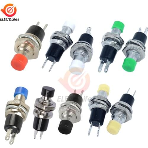 5Pcs AC 220V PBS-110 2 PIN 7MM Momentary Push Button Switch Mini Lockless Momentary On Off Micro Switch Normally Open NO switch