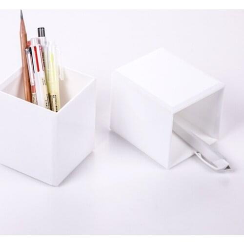 Acrylic light colorful pen holder desktop organizer pencil box brush pot for school office stationery