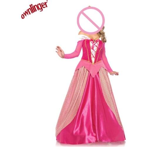 Free shipping Vintage Princess costume spring autumn pink girl dress Princess Aurora Dresses for adult