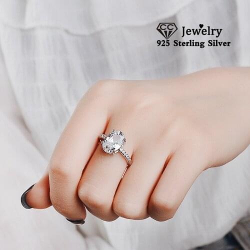 CC Wedding Rings For Women Oval Cubic Zirconia Ring Bridal Engagement Fashion Jewelry White Gold Bijoux Femme CC2390