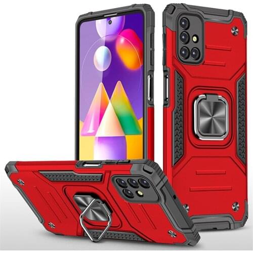 For SAMSUNG M31S M31 S Shell Luxury Shockproof Bumper Stand Armor Case for Samsung Galaxy M21 M11 Ring Metal Magnet Back Cover