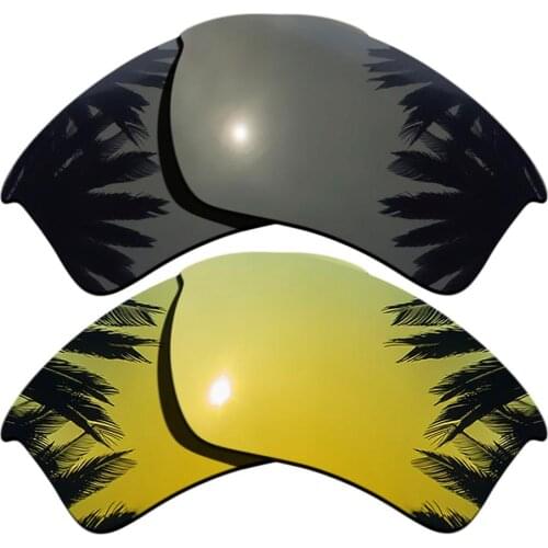 Black & 24K Gold Mirrored Polarized Replacement Lenses for Half Jacket 2.0 XL Frame 100% UVA & UVB