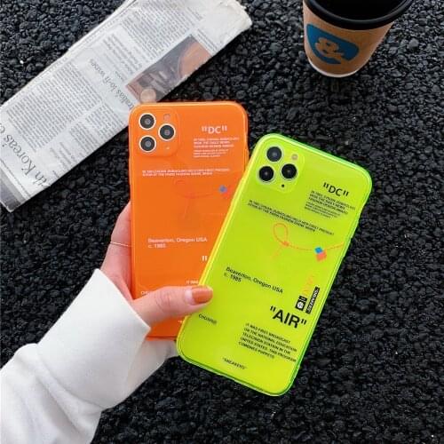 Luxury fluorescent Street sport Brand White label phone case for iPhone 7 8 plus 12 mini 12 Pro 11 Pro X XS MAX clear soft cover