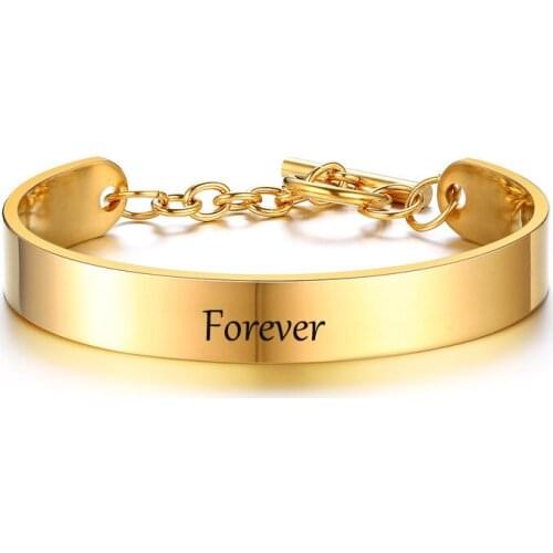 Custom Name ID Bar Bracelet Gold Stainless Steel Initial Charm Bracelets For Women Personalize Jewelry Best Friends Gift