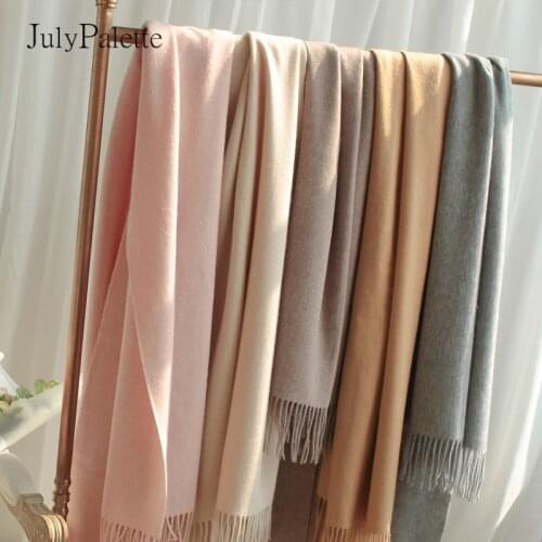 JulyPalette High Quality Cashmere Scarves Women Winter Solid Thicken Tassel Cashmere Scarf 70% Wool Soft Warm Ladies Shawl Scarf