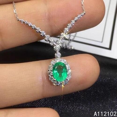 KJJEAXCMY fine jewelry 925 Sterling Silver inlaid natural emerald Girl popular noble Chinese Style Pendant support detection