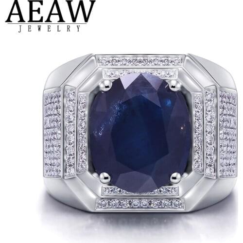 Lab Sapphire Big Stone Oval Shape Sapphire Engagement Moissanite Ring Solid Real 14K White Gold Test Positive