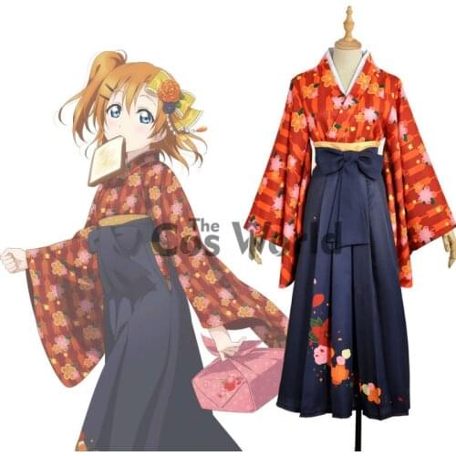 LoveLive! Love Live Kousaka Honoka Flower Kimono Yukata Dress Uniform Outfit Anime Cosplay Costumes