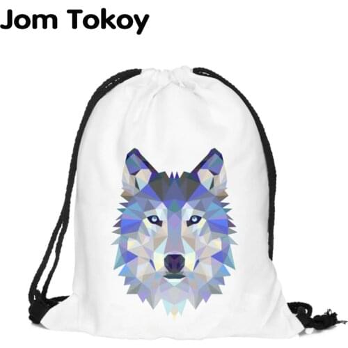 Polygon wolf 3D Printing Fashion Women Party Bolsa Feminina Drawstring Bag Travel Backpack Mochila Mans Bags