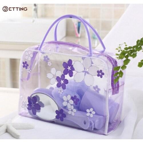 Fashion Women Waterproof PVC Transparent Cosmetic bag Portable Travel Organizer Toiletry Bag Bath Wash Make up Bag