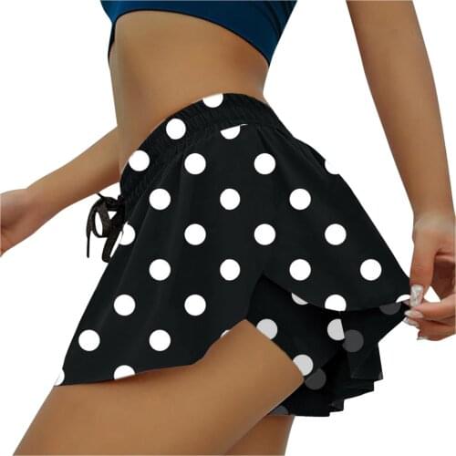 Fashion Womens 2021 New Culottes Womens Summer Fashion Drawstring Culottes Sports Shorts Polka Dot Print Shorts